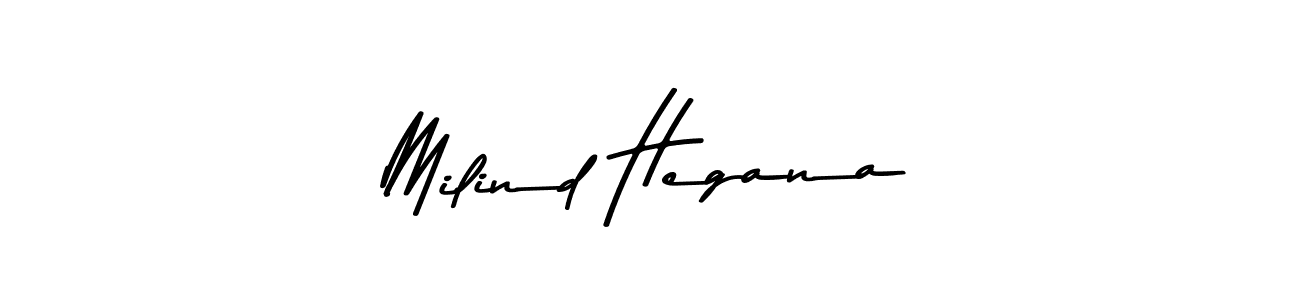 How to make Milind Hegana name signature. Use Asem Kandis PERSONAL USE style for creating short signs online. This is the latest handwritten sign. Milind Hegana signature style 9 images and pictures png
