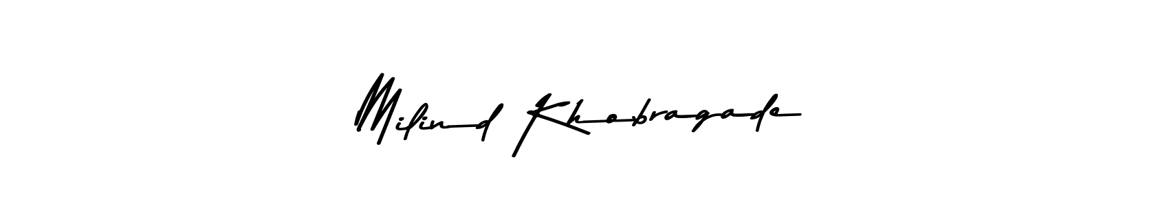 Create a beautiful signature design for name Milind Khobragade. With this signature (Asem Kandis PERSONAL USE) fonts, you can make a handwritten signature for free. Milind Khobragade signature style 9 images and pictures png