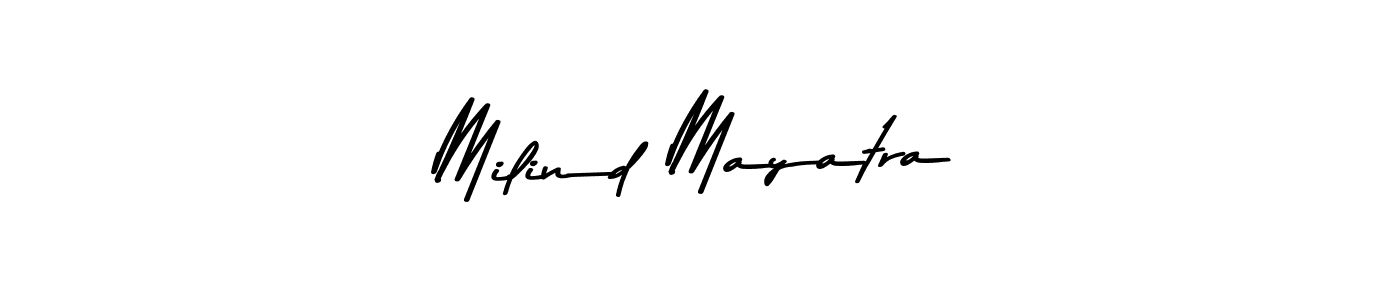 Create a beautiful signature design for name Milind Mayatra. With this signature (Asem Kandis PERSONAL USE) fonts, you can make a handwritten signature for free. Milind Mayatra signature style 9 images and pictures png