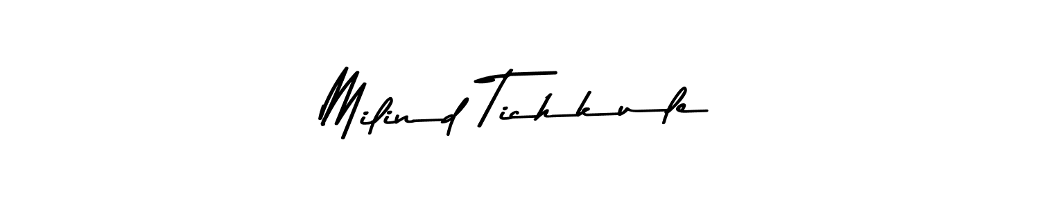 Create a beautiful signature design for name Milind Tichkule. With this signature (Asem Kandis PERSONAL USE) fonts, you can make a handwritten signature for free. Milind Tichkule signature style 9 images and pictures png