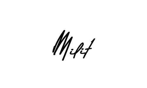 How to make Milit name signature. Use Asem Kandis PERSONAL USE style for creating short signs online. This is the latest handwritten sign. Milit signature style 9 images and pictures png