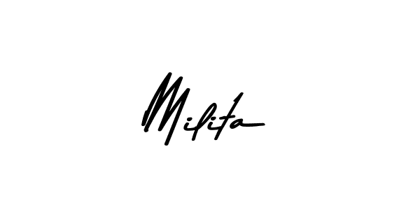 How to make Milita name signature. Use Asem Kandis PERSONAL USE style for creating short signs online. This is the latest handwritten sign. Milita signature style 9 images and pictures png