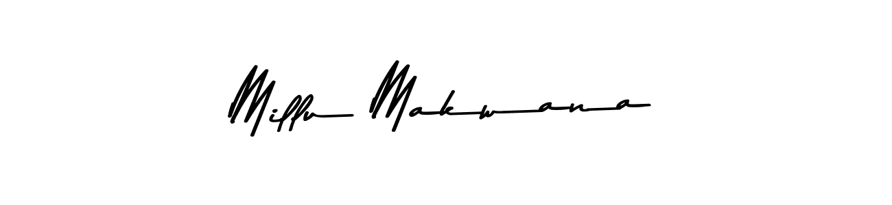 Make a beautiful signature design for name Millu Makwana. With this signature (Asem Kandis PERSONAL USE) style, you can create a handwritten signature for free. Millu Makwana signature style 9 images and pictures png