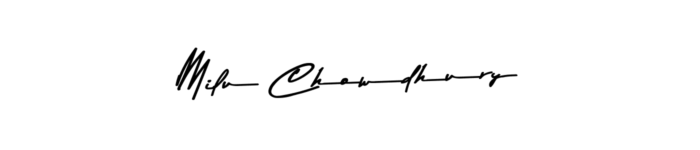 How to make Milu Chowdhury name signature. Use Asem Kandis PERSONAL USE style for creating short signs online. This is the latest handwritten sign. Milu Chowdhury signature style 9 images and pictures png