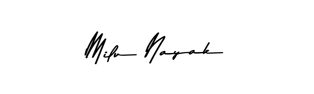Use a signature maker to create a handwritten signature online. With this signature software, you can design (Asem Kandis PERSONAL USE) your own signature for name Milu Nayak. Milu Nayak signature style 9 images and pictures png