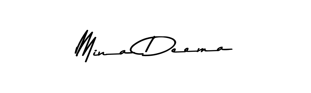 How to make Mina Deema name signature. Use Asem Kandis PERSONAL USE style for creating short signs online. This is the latest handwritten sign. Mina Deema signature style 9 images and pictures png
