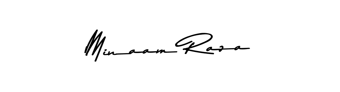 How to make Minaam Raza name signature. Use Asem Kandis PERSONAL USE style for creating short signs online. This is the latest handwritten sign. Minaam Raza signature style 9 images and pictures png