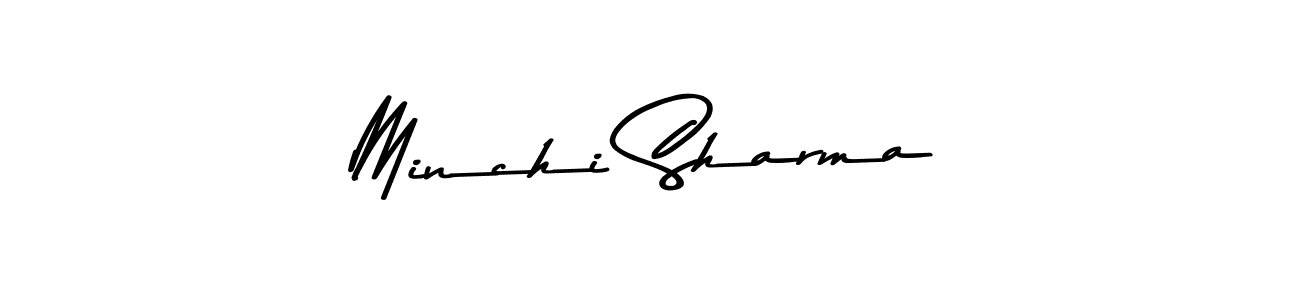 Create a beautiful signature design for name Minchi Sharma. With this signature (Asem Kandis PERSONAL USE) fonts, you can make a handwritten signature for free. Minchi Sharma signature style 9 images and pictures png