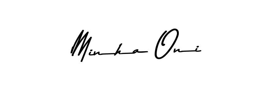 Create a beautiful signature design for name Minha Oni. With this signature (Asem Kandis PERSONAL USE) fonts, you can make a handwritten signature for free. Minha Oni signature style 9 images and pictures png