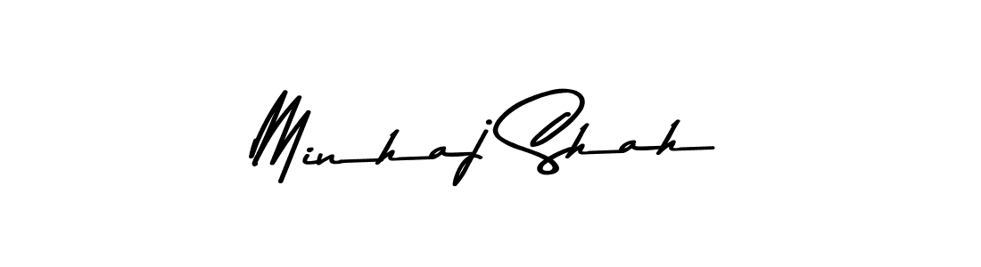 Make a beautiful signature design for name Minhaj Shah. With this signature (Asem Kandis PERSONAL USE) style, you can create a handwritten signature for free. Minhaj Shah signature style 9 images and pictures png