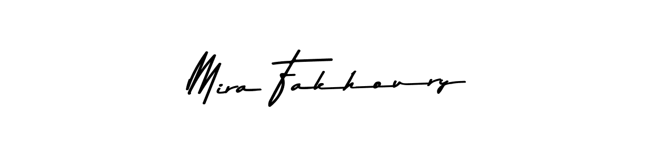 How to make Mira Fakhoury name signature. Use Asem Kandis PERSONAL USE style for creating short signs online. This is the latest handwritten sign. Mira Fakhoury signature style 9 images and pictures png