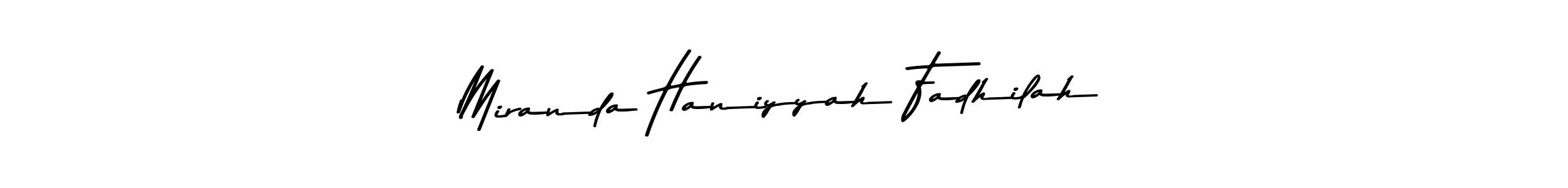 The best way (Asem Kandis PERSONAL USE) to make a short signature is to pick only two or three words in your name. The name Miranda Haniyyah Fadhilah include a total of six letters. For converting this name. Miranda Haniyyah Fadhilah signature style 9 images and pictures png