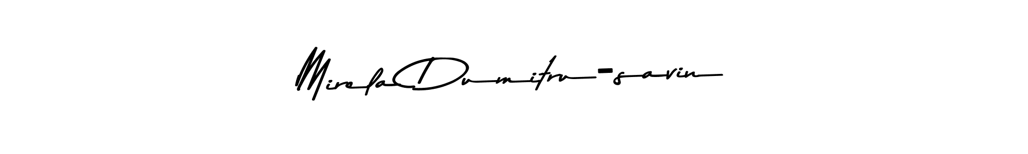 How to make Mirela Dumitru-savin name signature. Use Asem Kandis PERSONAL USE style for creating short signs online. This is the latest handwritten sign. Mirela Dumitru-savin signature style 9 images and pictures png