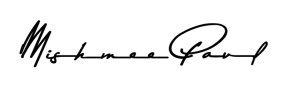 Get an exclusive digital autograph for Mishmee Paul. The Asem Kandis PERSONAL USE typeface captures the charm of real penmanship on paper. Mishmee Paul signature style 9 images and pictures png