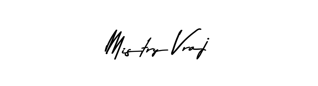 How to make Mistry Vraj name signature. Use Asem Kandis PERSONAL USE style for creating short signs online. This is the latest handwritten sign. Mistry Vraj signature style 9 images and pictures png