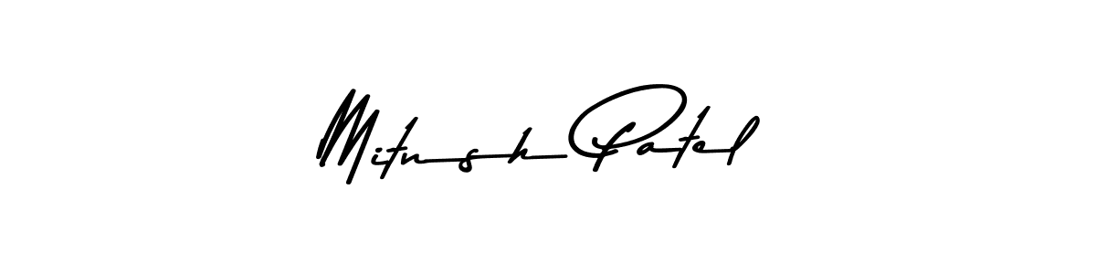 Make a beautiful signature design for name Mitnsh Patel. With this signature (Asem Kandis PERSONAL USE) style, you can create a handwritten signature for free. Mitnsh Patel signature style 9 images and pictures png