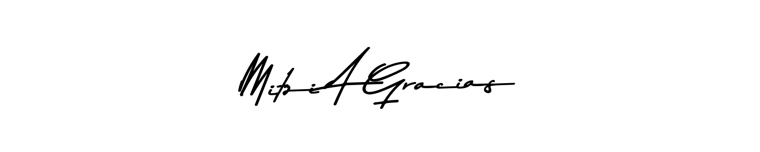 How to make Mitzi A Gracias name signature. Use Asem Kandis PERSONAL USE style for creating short signs online. This is the latest handwritten sign. Mitzi A Gracias signature style 9 images and pictures png