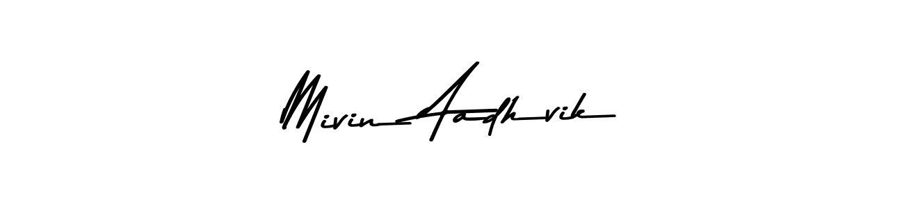 How to make Mivin Aadhvik name signature. Use Asem Kandis PERSONAL USE style for creating short signs online. This is the latest handwritten sign. Mivin Aadhvik signature style 9 images and pictures png