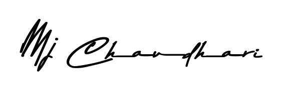 The best way (Asem Kandis PERSONAL USE) to make a short signature is to pick only two or three words in your name. For converting this name Mj Chaudhari. Mj Chaudhari signature style 9 images and pictures png