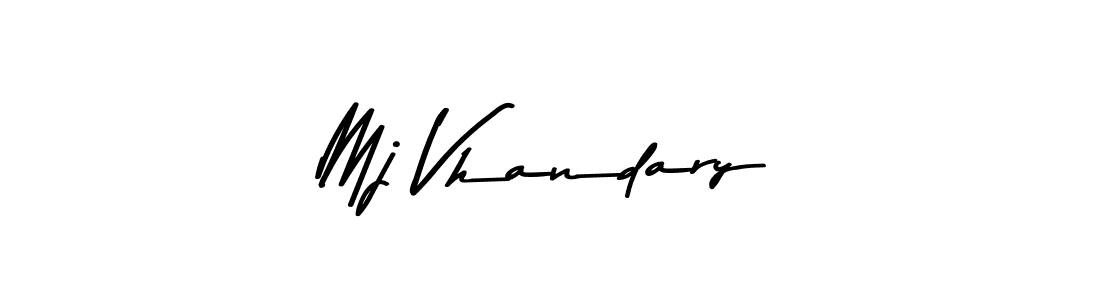 How to make Mj Vhandary name signature. Use Asem Kandis PERSONAL USE style for creating short signs online. This is the latest handwritten sign. Mj Vhandary signature style 9 images and pictures png