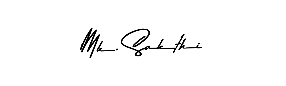 Create a beautiful signature design for name Mk. Sakthi. With this signature (Asem Kandis PERSONAL USE) fonts, you can make a handwritten signature for free. Mk. Sakthi signature style 9 images and pictures png