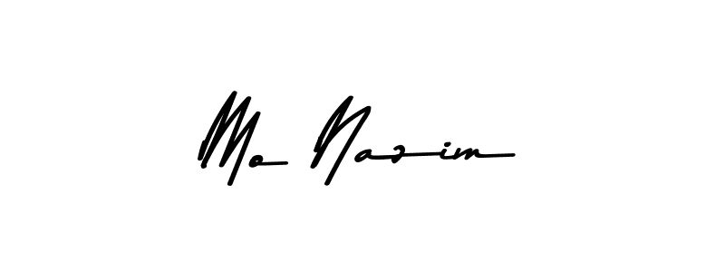 How to make Mo Nazim name signature. Use Asem Kandis PERSONAL USE style for creating short signs online. This is the latest handwritten sign. Mo Nazim signature style 9 images and pictures png