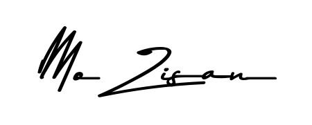 A stylish, flowing autograph style designed for name Mo Zisan using Asem Kandis PERSONAL USE typography. Perfect for digital creative projects. Mo Zisan signature style 9 images and pictures png