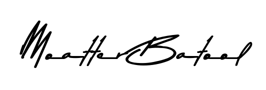 Get an exclusive digital autograph for Moatter Batool. The Asem Kandis PERSONAL USE typeface captures the charm of real penmanship on paper. Moatter Batool signature style 9 images and pictures png