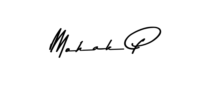 How to make Mohak P name signature. Use Asem Kandis PERSONAL USE style for creating short signs online. This is the latest handwritten sign. Mohak P signature style 9 images and pictures png