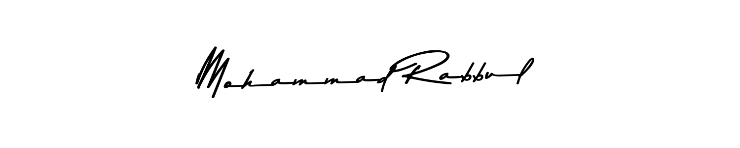 How to make Mohammad Rabbul name signature. Use Asem Kandis PERSONAL USE style for creating short signs online. This is the latest handwritten sign. Mohammad Rabbul signature style 9 images and pictures png