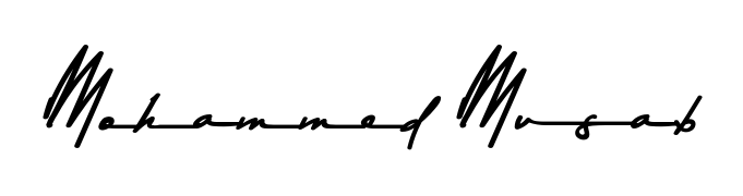 The Asem Kandis PERSONAL USE typeface gives name Mohammed Musab a refined look. Suitable for certificates, diplomas, and official verification. Mohammed Musab signature style 9 images and pictures png