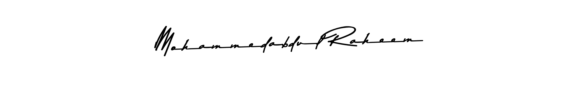 The best way (Asem Kandis PERSONAL USE) to make a short signature is to pick only two or three words in your name. The name Mohammedabdul Raheem include a total of six letters. For converting this name. Mohammedabdul Raheem signature style 9 images and pictures png