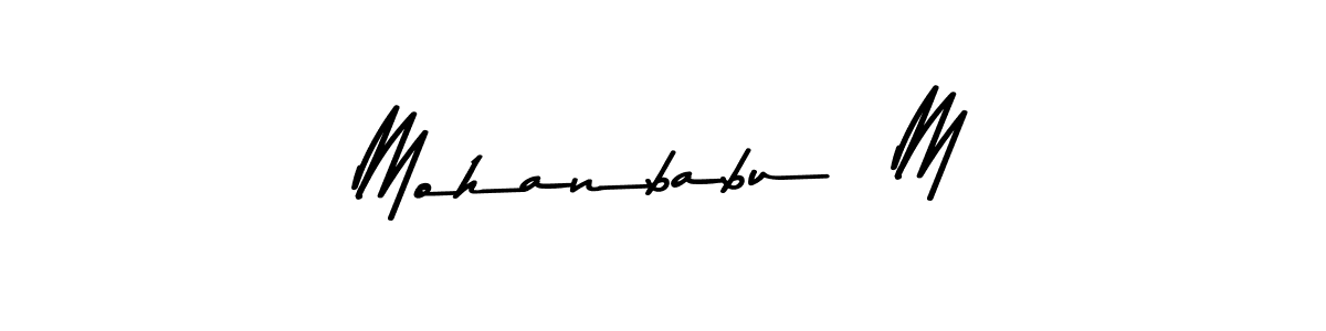 The best way (Asem Kandis PERSONAL USE) to make a short signature is to pick only two or three words in your name. The name Mohanbabu  M include a total of six letters. For converting this name. Mohanbabu  M signature style 9 images and pictures png