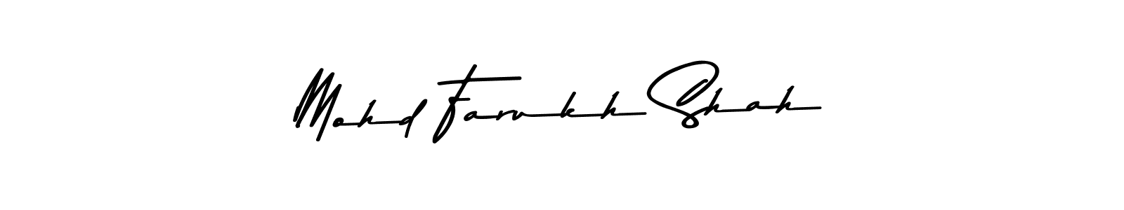 How to make Mohd Farukh Shah name signature. Use Asem Kandis PERSONAL USE style for creating short signs online. This is the latest handwritten sign. Mohd Farukh Shah signature style 9 images and pictures png