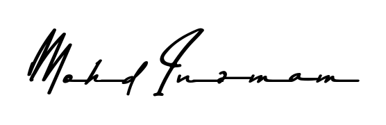 Create your official email sign-off with Mohd Inzmam name in Asem Kandis PERSONAL USE style. Crisp, clean, and perfectly legible across all screens. Mohd Inzmam signature style 9 images and pictures png