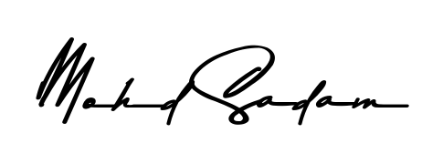 The Asem Kandis PERSONAL USE font transforms the name Mohd Sadam into an executive sign with sharp precision and distinguished character. Mohd Sadam signature style 9 images and pictures png