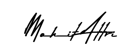 The best way (Asem Kandis PERSONAL USE) to make a short signature is to pick only two or three words in your name. For converting this name Mohit Attri. Mohit Attri signature style 9 images and pictures png
