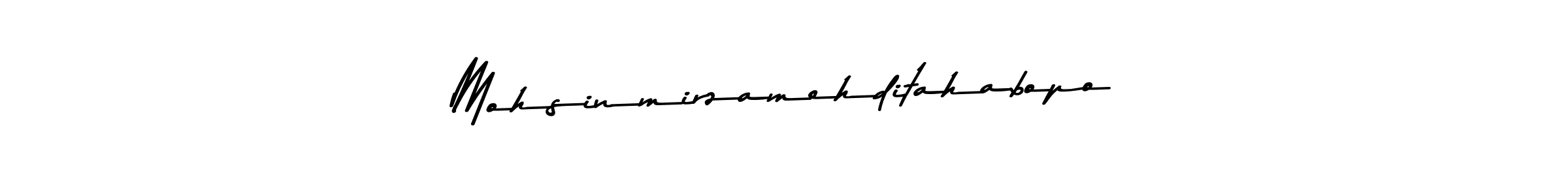 The best way (Asem Kandis PERSONAL USE) to make a short signature is to pick only two or three words in your name. The name Mohsinmirzamehditahabopo include a total of six letters. For converting this name. Mohsinmirzamehditahabopo signature style 9 images and pictures png