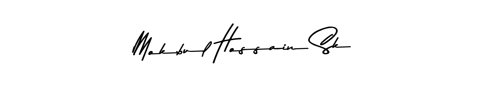 The best way (Asem Kandis PERSONAL USE) to make a short signature is to pick only two or three words in your name. The name Mokbul Hossain Sk include a total of six letters. For converting this name. Mokbul Hossain Sk signature style 9 images and pictures png