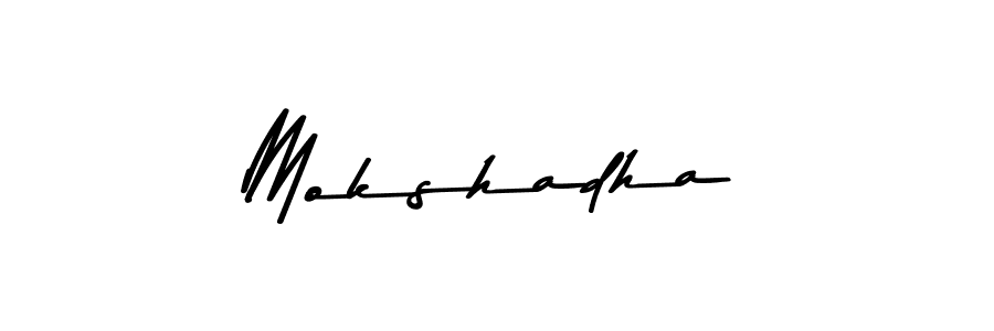 How to make Mokshadha name signature. Use Asem Kandis PERSONAL USE style for creating short signs online. This is the latest handwritten sign. Mokshadha signature style 9 images and pictures png