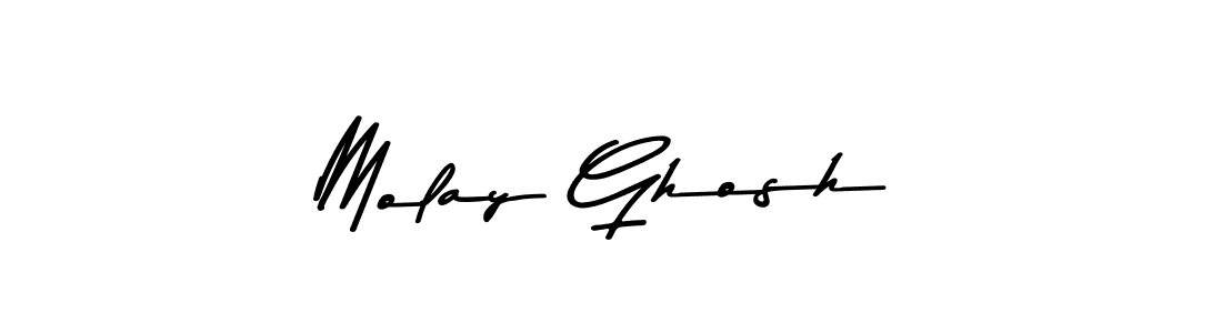 How to make Molay Ghosh name signature. Use Asem Kandis PERSONAL USE style for creating short signs online. This is the latest handwritten sign. Molay Ghosh signature style 9 images and pictures png