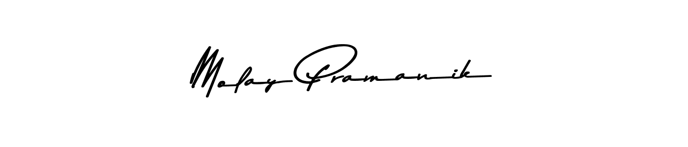 How to make Molay Pramanik name signature. Use Asem Kandis PERSONAL USE style for creating short signs online. This is the latest handwritten sign. Molay Pramanik signature style 9 images and pictures png