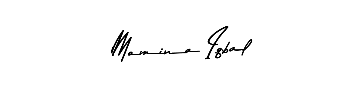 Use a signature maker to create a handwritten signature online. With this signature software, you can design (Asem Kandis PERSONAL USE) your own signature for name Momina Iqbal. Momina Iqbal signature style 9 images and pictures png