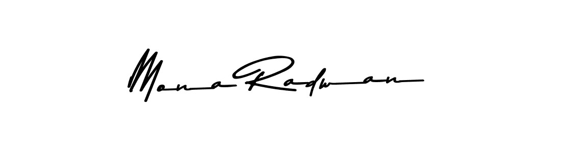 How to make Mona Radwan name signature. Use Asem Kandis PERSONAL USE style for creating short signs online. This is the latest handwritten sign. Mona Radwan signature style 9 images and pictures png