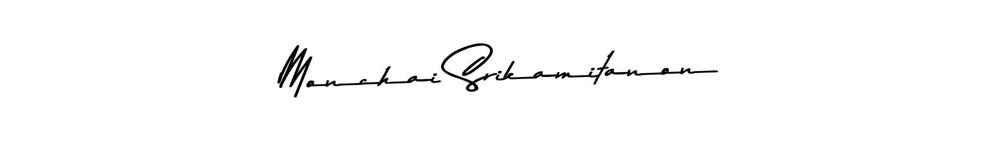 How to make Monchai Srikamitanon name signature. Use Asem Kandis PERSONAL USE style for creating short signs online. This is the latest handwritten sign. Monchai Srikamitanon signature style 9 images and pictures png