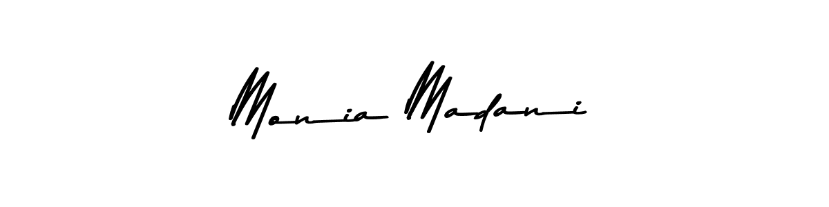 How to make Monia Madani name signature. Use Asem Kandis PERSONAL USE style for creating short signs online. This is the latest handwritten sign. Monia Madani signature style 9 images and pictures png