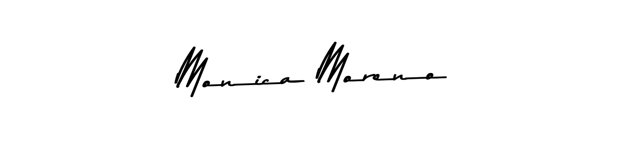 Create a beautiful signature design for name Monica Moreno. With this signature (Asem Kandis PERSONAL USE) fonts, you can make a handwritten signature for free. Monica Moreno signature style 9 images and pictures png