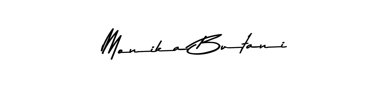 How to make Monika Butani name signature. Use Asem Kandis PERSONAL USE style for creating short signs online. This is the latest handwritten sign. Monika Butani signature style 9 images and pictures png