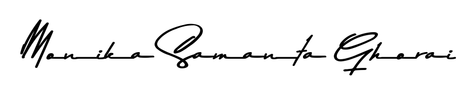 A stylish, flowing autograph style designed for name Monika Samanta Ghorai using Asem Kandis PERSONAL USE typography. Perfect for digital creative projects. Monika Samanta Ghorai signature style 9 images and pictures png