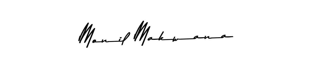 Create a beautiful signature design for name Monil Makwana. With this signature (Asem Kandis PERSONAL USE) fonts, you can make a handwritten signature for free. Monil Makwana signature style 9 images and pictures png